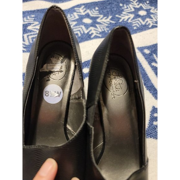 Lifestride Black Faux Leather Peep Toe Pump Heels Size 8.5 - Picture 6 of 10